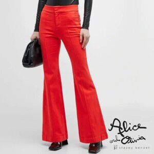 Alice + Olivia Jane Denim Trouser in Chili Pepper Red  28 SMALL 🌶️
